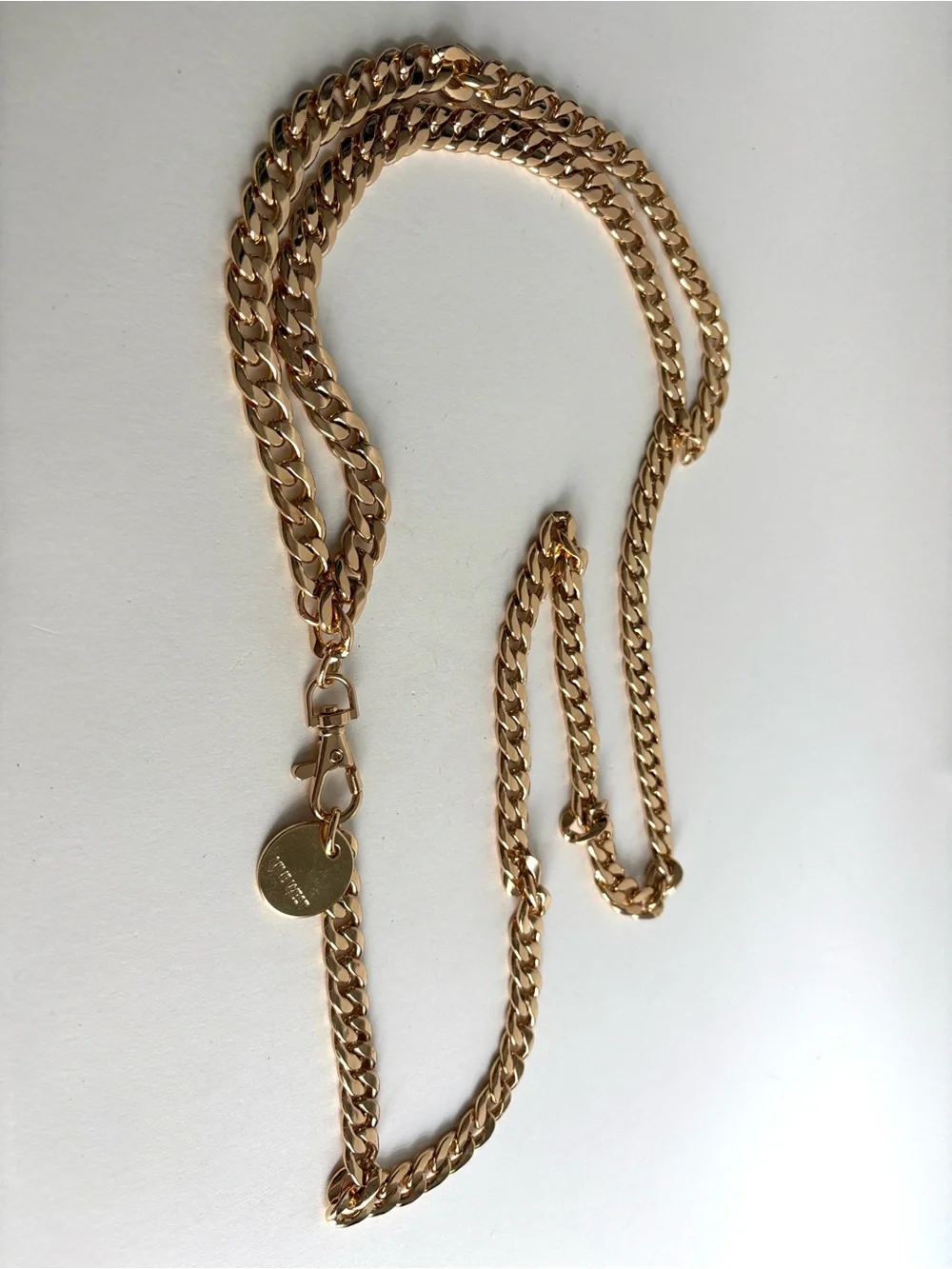 Nine West Gold Tone Chain Belt with Disc Pendant